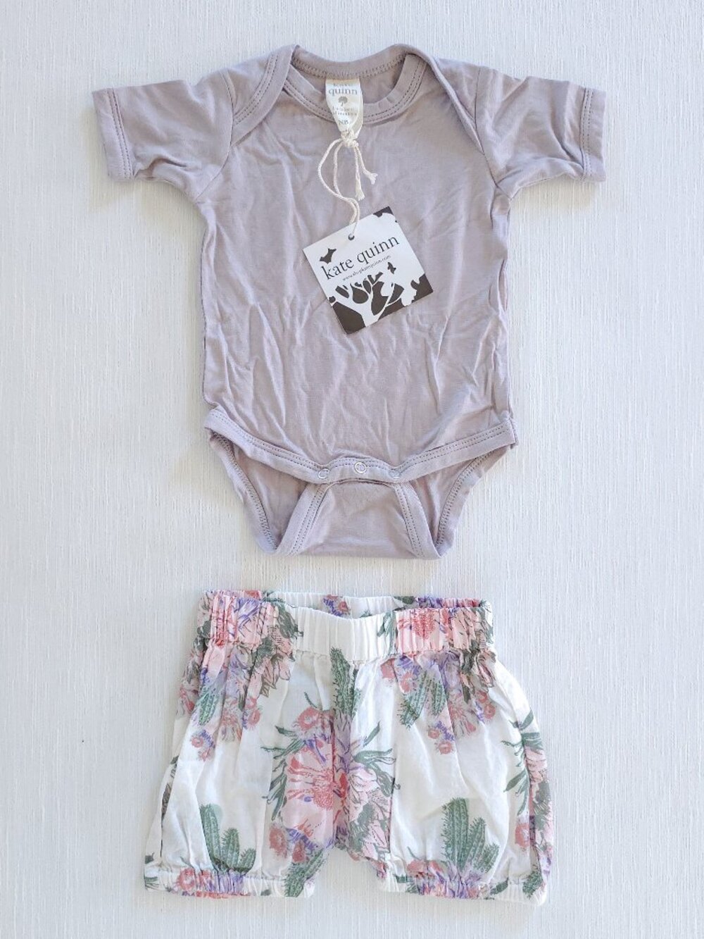 Kate Quinn Original Cactus Floral Bloomer Shorts and Bamboo Bodysuit 0-3 Newborn
